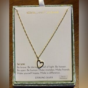 Gold Heart Pendant Necklace / with matching small hoop earrings.